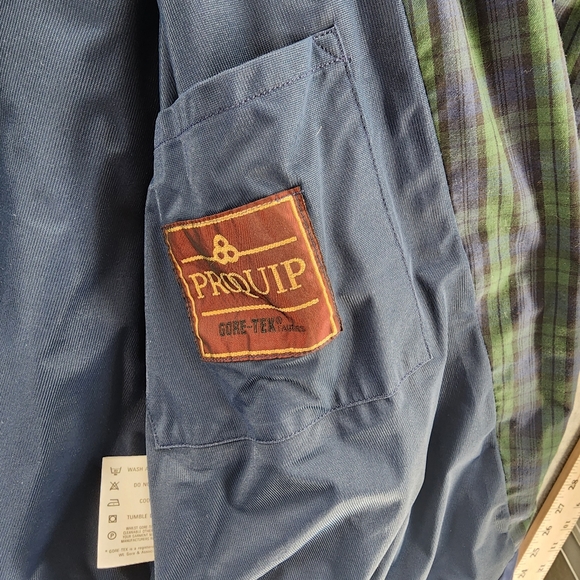 VTG ProQuip Jacket Mens Medium Blue Green Plaid Waterproof Hidden Zipper Tartan - Picture 8 of 16